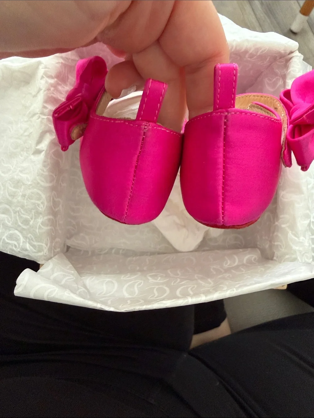 Christian Louboutin Hot Pink Bow Strap Mary Jane Kids Shoes